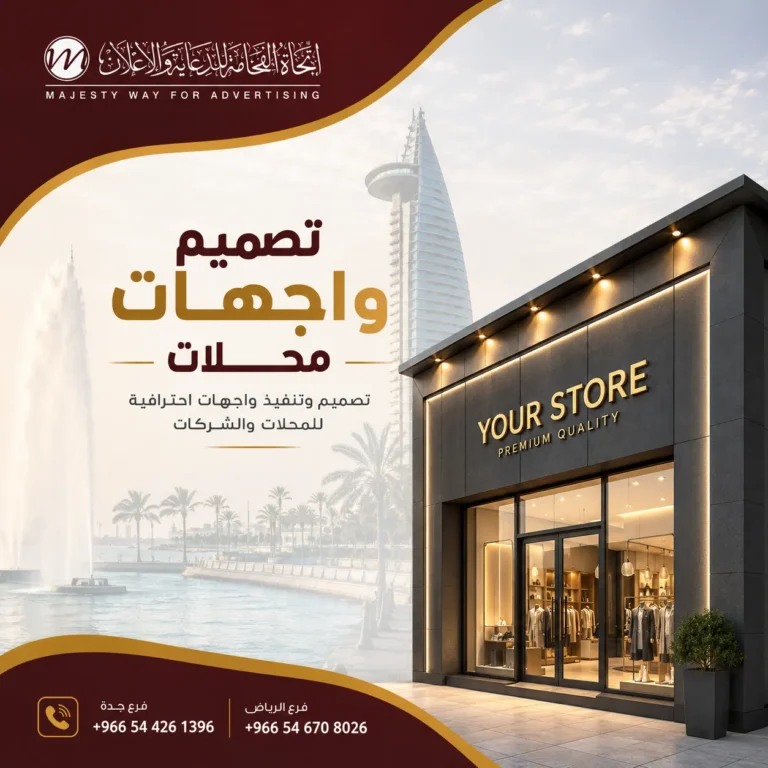 تصميم واجهات محلات | تصميم وتنفيذ احترافي يعكس هوية نشاطك التجاري