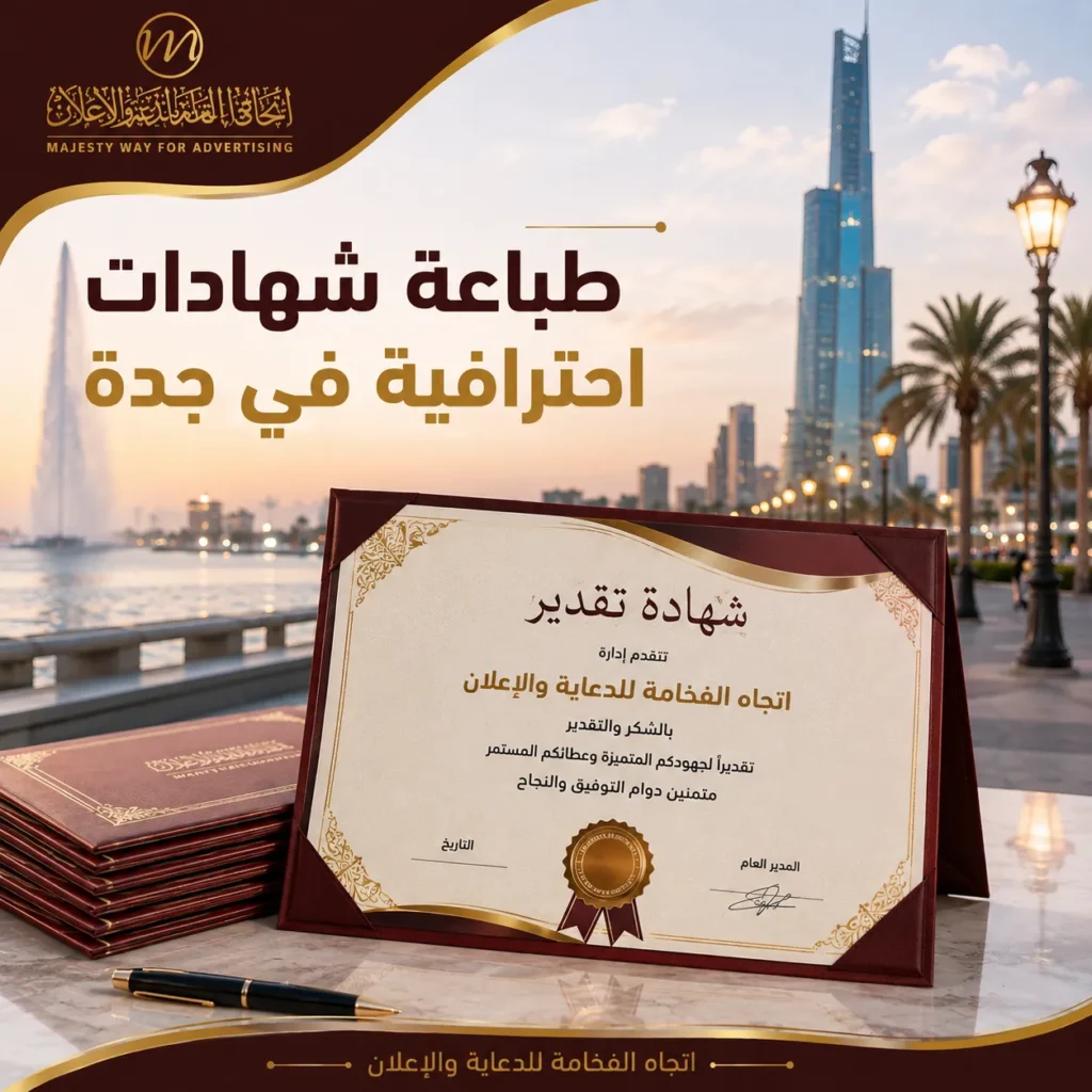 طباعة شهادات بجدة وتصميم شهادات احترافية