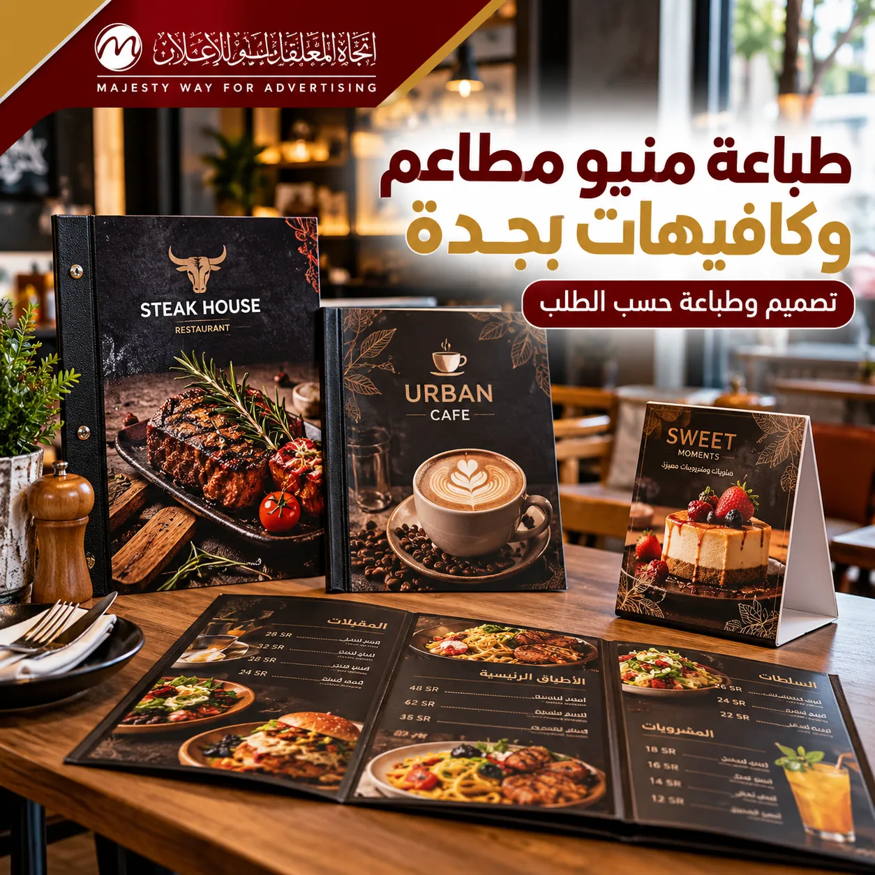 طباعة منيو مطاعم وكافيهات بجدة بتصميم وطباعة حسب الطلب