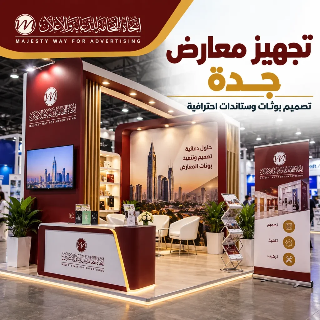 تجهيز معارض جدة وتصميم بوثات احترافية مع ستاندات دعائية من اتجاه الفخامة